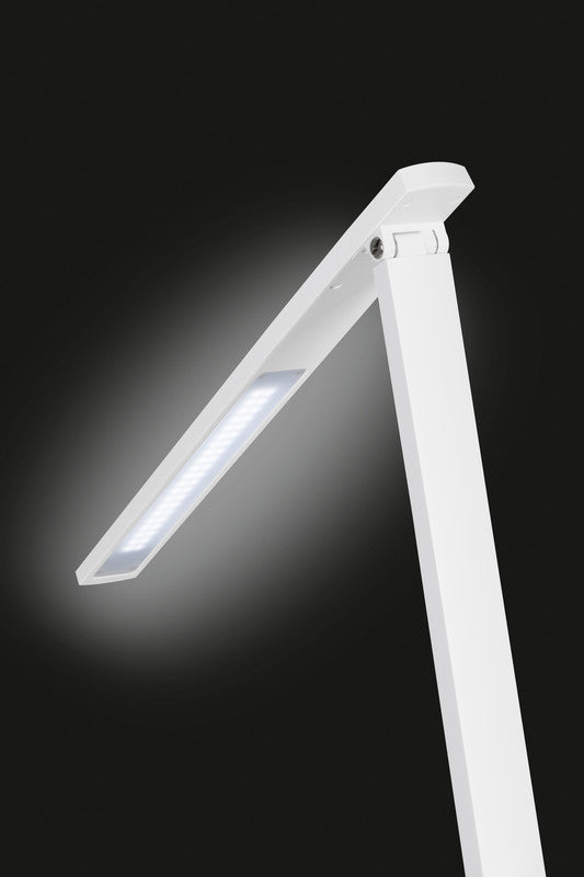 Hansa LED Tischleuchte Vario Plus – USB-Anschluss, dimmbar – 2700–6400 K – 620 lm 10 W – Weiss Metall
