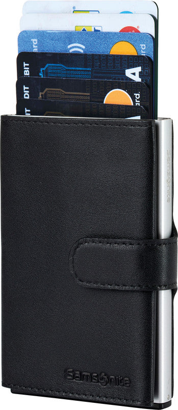 Samsonite Schiebeportemonnaie – 66 × 102 mm, Leder, Schwarz – 1 Stück