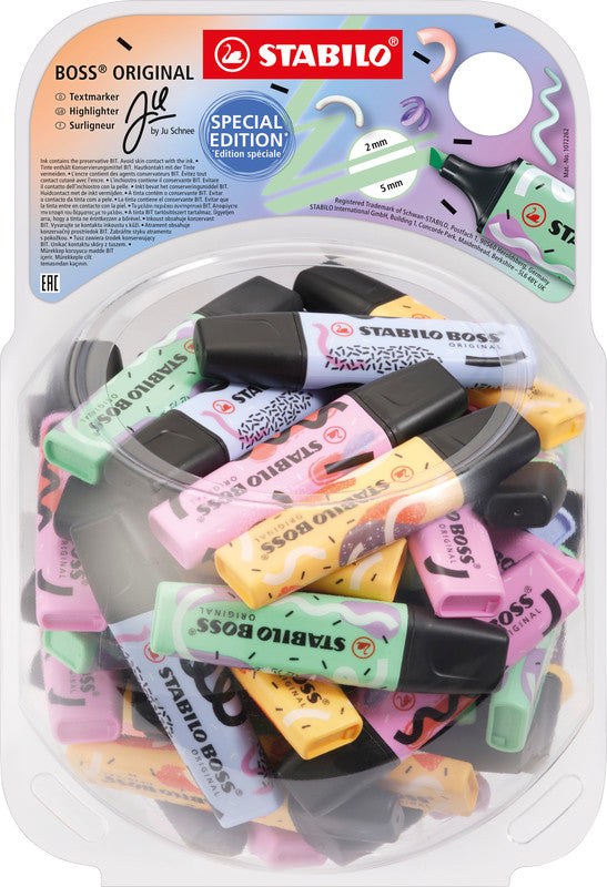 STABILO BOSS Original Textmarker Farben sortiert Pastell – Keilspitze, 2–5 mm