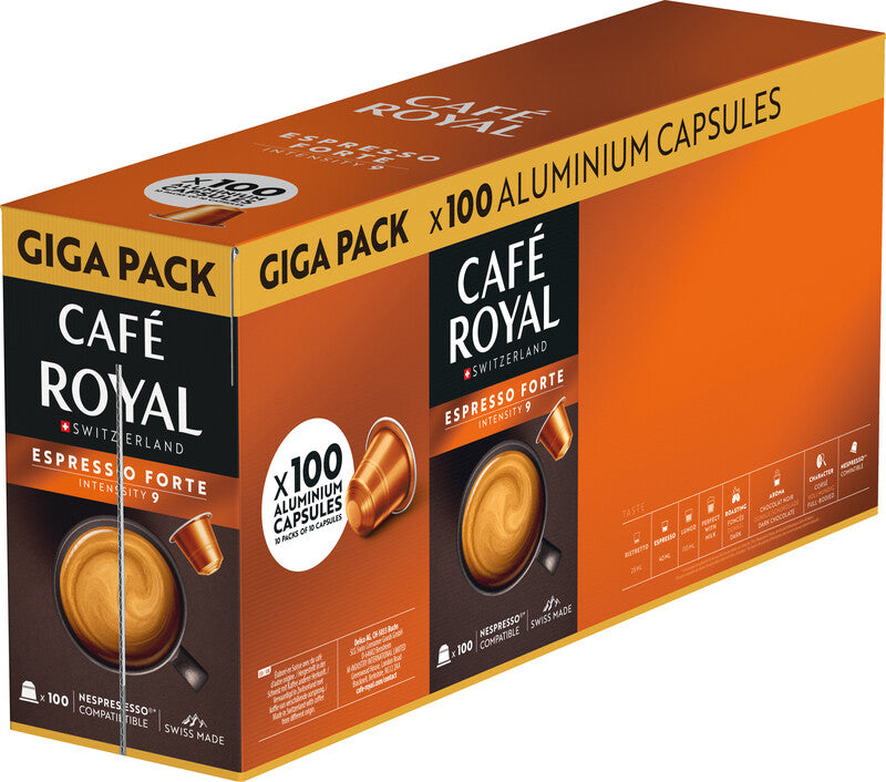Café Royal Kaffeekapseln Espresso Forte – für Nespresso – Intensität 9 – 100 Kapseln
