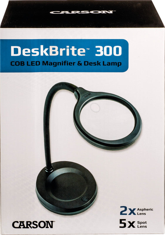 Carson DeskBrite – Leuchtlupe – 2× (Spot 5×) – Ø 109 mm – mit LED, biegsam, schwarz