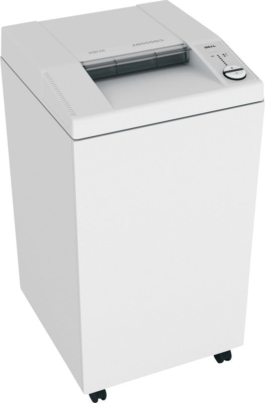Ideal 3105/CC – Aktenvernichter, DIN P-5, Partikelschnitt 2 × 15 mm, 26 Blatt, 140 l, A3, mit automatischem Öl