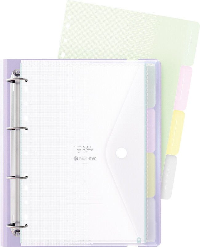 Carchivo Ringbuch – A4 Hochformat – 4-Ring-Mechanik, Ø 35 mm, Rücken 40 mm – Mauve, mit Raumsparösen
