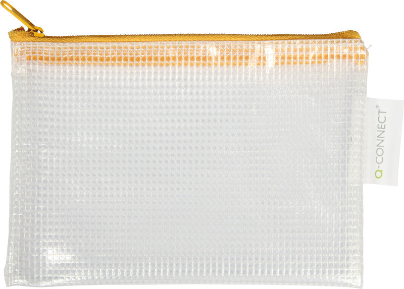 Q-connect Reissverschlusstasche – für Dokumente und Utensilien – 170 × 130 mm, Kunststoff, Orange – 8 Stück
