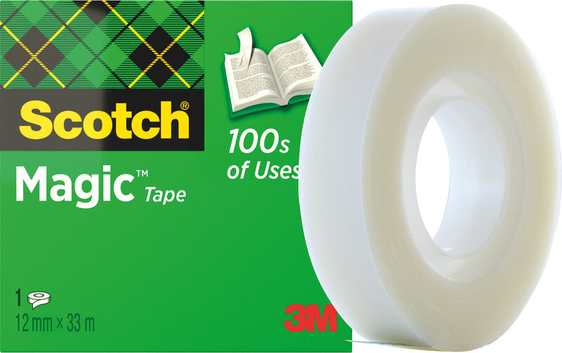 3M Scotch Klebeband Magic 810 – matt, beschriftbar, Zelluloseazetat, 12 mm × 33 m, transparent