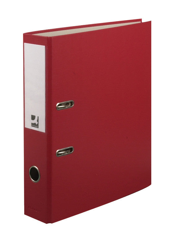 Q-connect Ordner – A4 hoch – 2-Ring Hebelmechanik, Rücken 70 mm – rot, mit Niederhalter, mit Griffloch, FSC