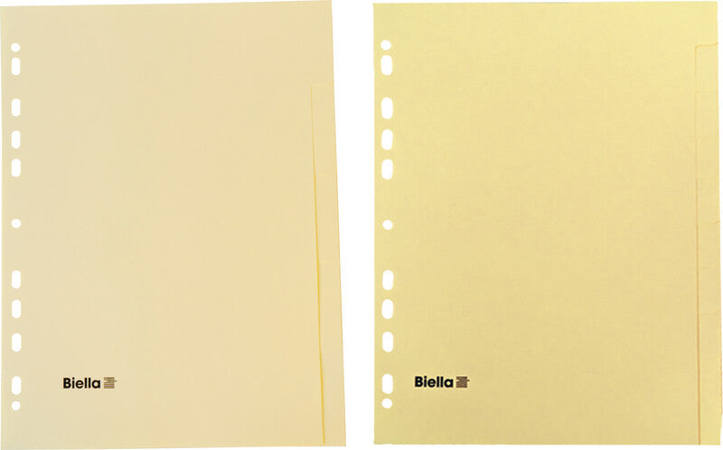 Biella Register – A4, 10-teilig, Karton, gelb, unbedruckt, 11-fach Lochung