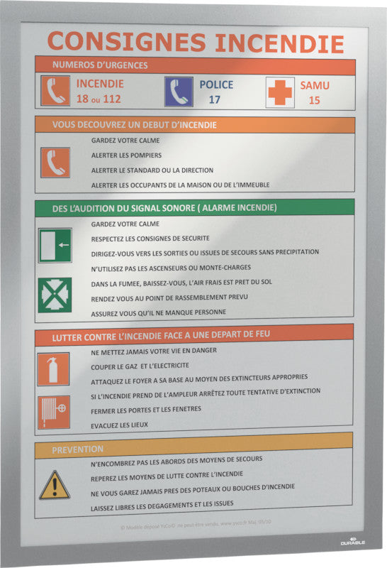 Durable Info-Rahmen – 325 × 445 mm, silber, selbstklebend, wiederablösbar, für A3
