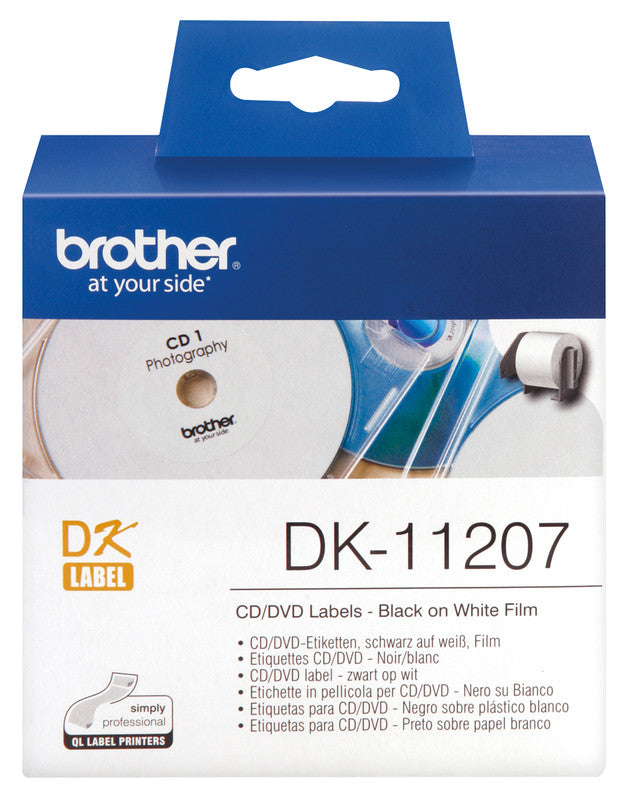 Brother CD/DVD-Etiketten, Ø 58 mm, weiss, Kunststoff, permanent, 100 Etiketten