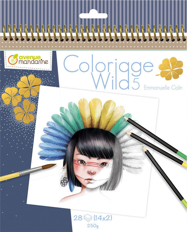 Avenue mandarine Coloring Wild Malbuch, Papier, 20 × 25,5 cm, Mehrfarbig