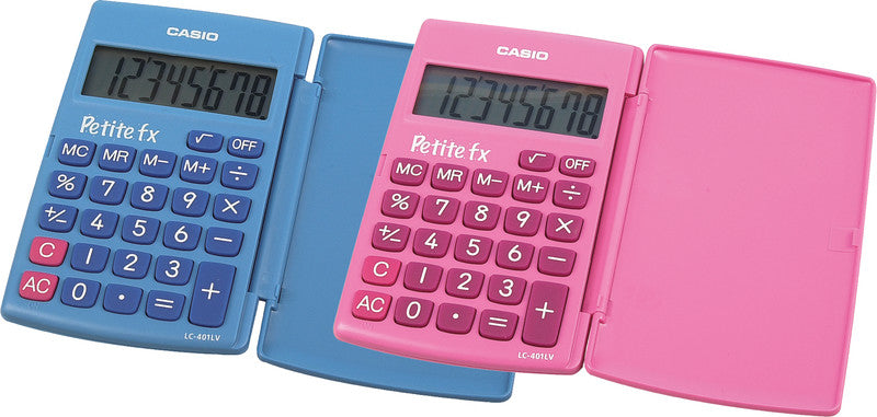 Casio Taschenrechner Petite fx LC-401LV – 8-stellig, Prozent/Wurzel, Batterie, Pink, 75×120×10 mm