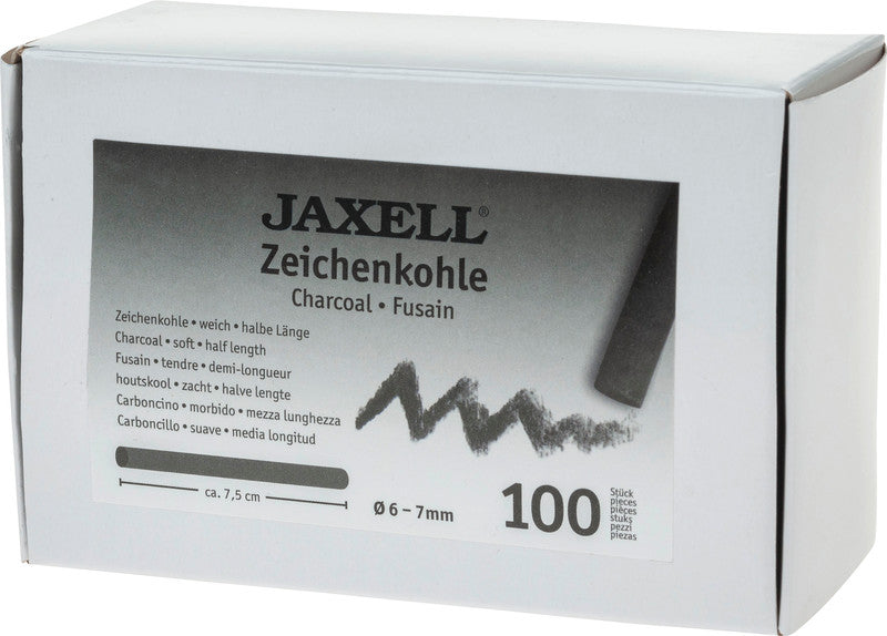Jaxell Zeichenkohle – Schwarz, Ø 6–7 × 75 mm, 100er-Pack, Geruchsarm
