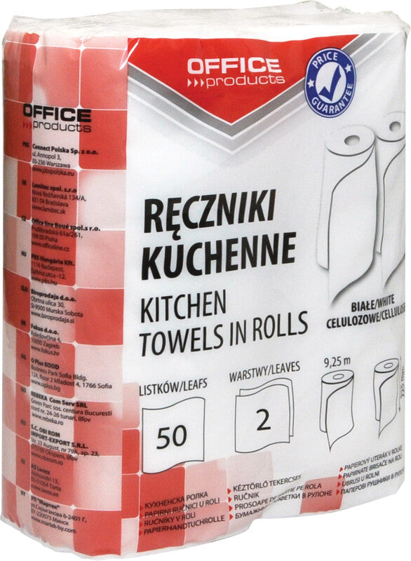 Office products Haushaltspapier, 2-lagig, weiss, 18,5 × 22,5 cm, 2 Stk.