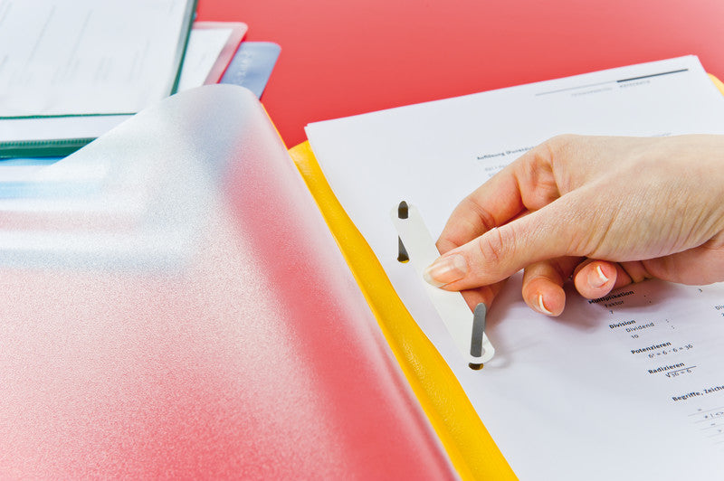 Q-CONNECT Schnellhefter – A4, PP, rot, Metall-Deckleiste, Beschriftungsstreifen