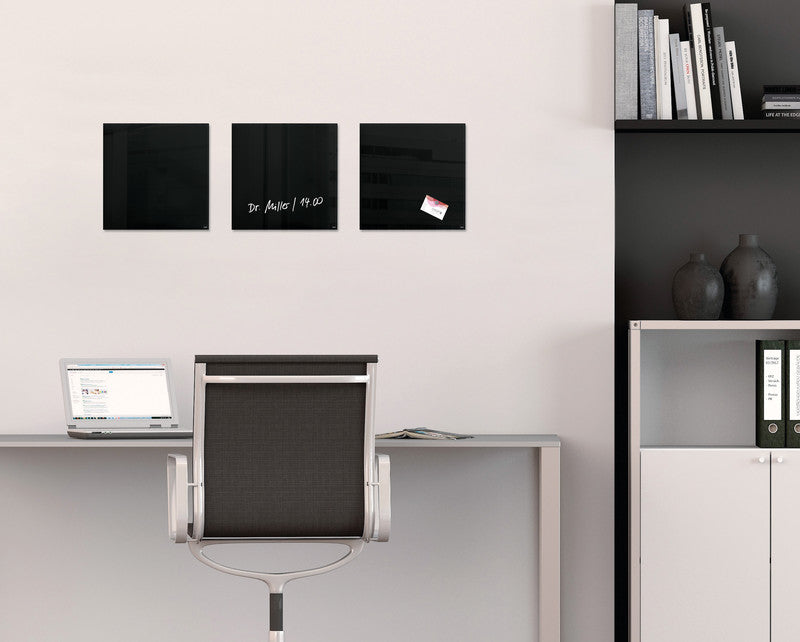 Sigel Whiteboard – 30 × 30 cm, Glas, magnetisch, Wandmontage, inkl. Magnete, Montagesatz