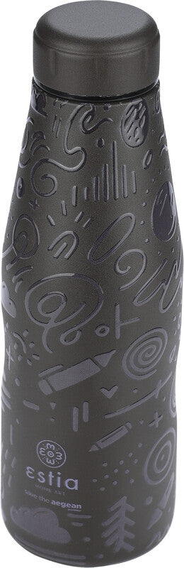 Estia Trinkflasche – 5 dl – Edelstahl, isoliert, Schraubverschluss, auslaufsicher, BPA-frei – Noir Echo