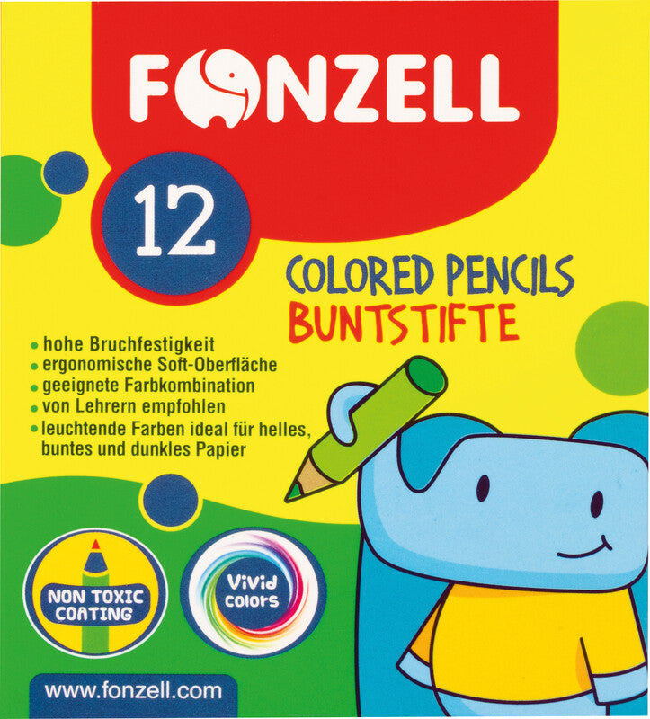 Fonzell Mini Farbstifte-Set – 12 Farben, rund, Mine Ø 3,3 mm, Kartonetui