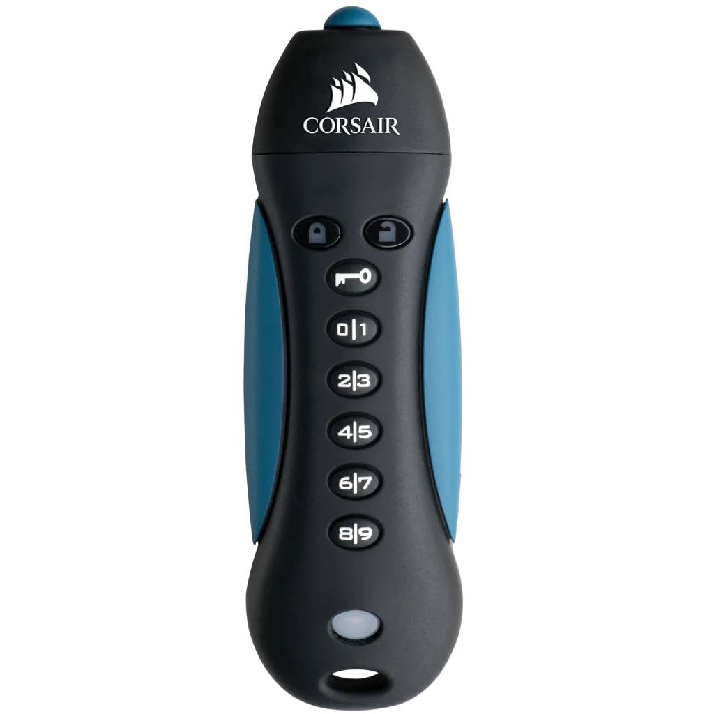 Corsair Padlock 3 128 GB USB 3.2 Gen 1 (USB-A) – 256-Bit AES Hardwareverschlüsselung, PIN-gesichert, Blau