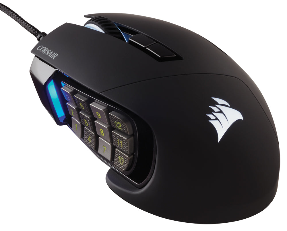 Corsair SCIMITAR RGB ELITE Gaming-Maus – kabelgebunden, 1'000 Hz, 17 Tasten, für Rechtshänder, schwarz