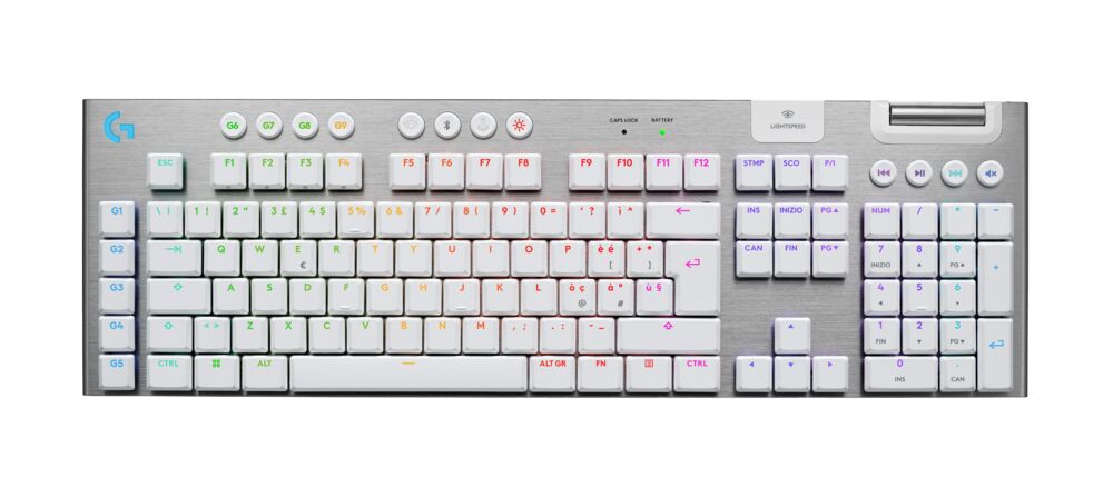 Logitech G915 X Lightspeed – Tastatur, kabellos (2,4 GHz), FR-Layout (FR), Fullsize (mit Ziffernblock), Weiss