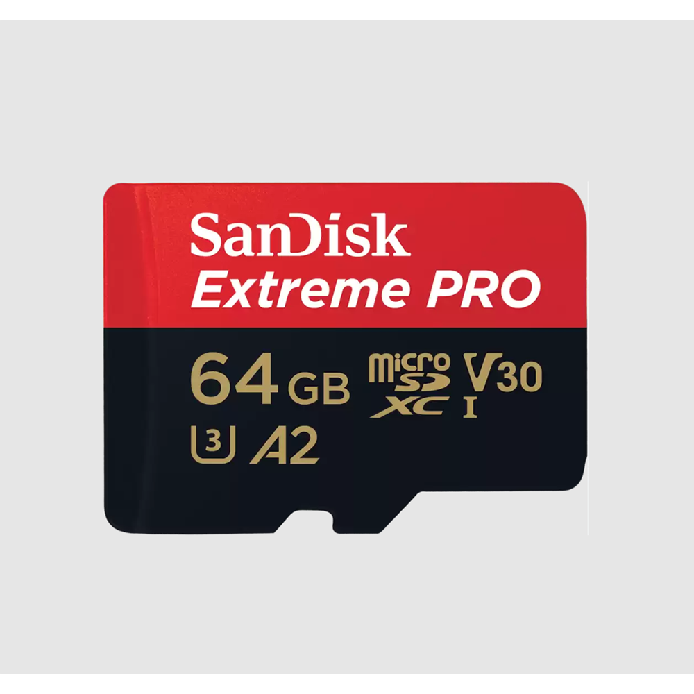 SanDisk Extreme Pro microSDXC – 64 GB, 200 MB/s Lesen, 90 MB/s Schreiben, A2, C10, V3, inkl. SD-Adapter