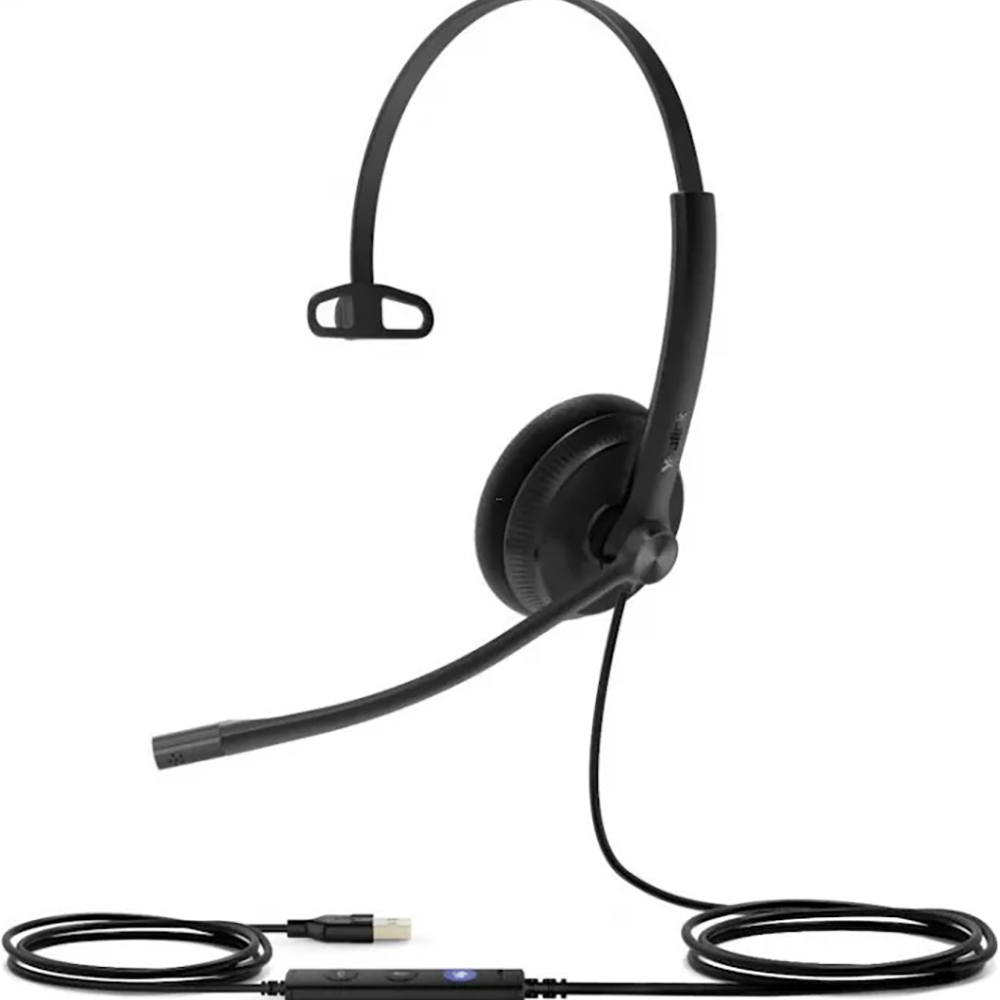 Yealink UH34 Lite Mono – Mono Headset – USB‑A – mit Rauschunterdrückung – Schwarz