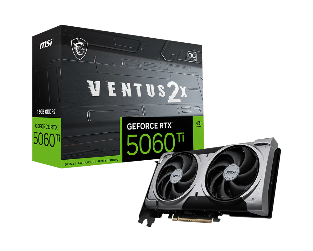 MSI VENTUS 2X OC PLUS – NVIDIA GeForce RTX 5060 Ti 16 GB (GDDR7, 128 Bit, PCIe 5.0)