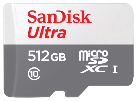 SanDisk Ultra Lite Speichergerät – 512 GB, UHS-I, microSDXC, Klasse 10, 100 MB/s, weiss/grau