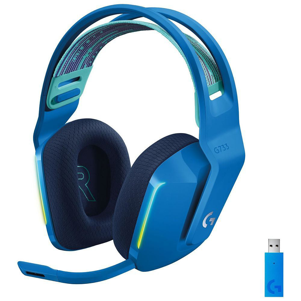 Logitech G G733 LIGHTSPEED Gaming-Headset – Over-Ear, Stereo, Kabellos, mit USB-A-Dongle, Blau