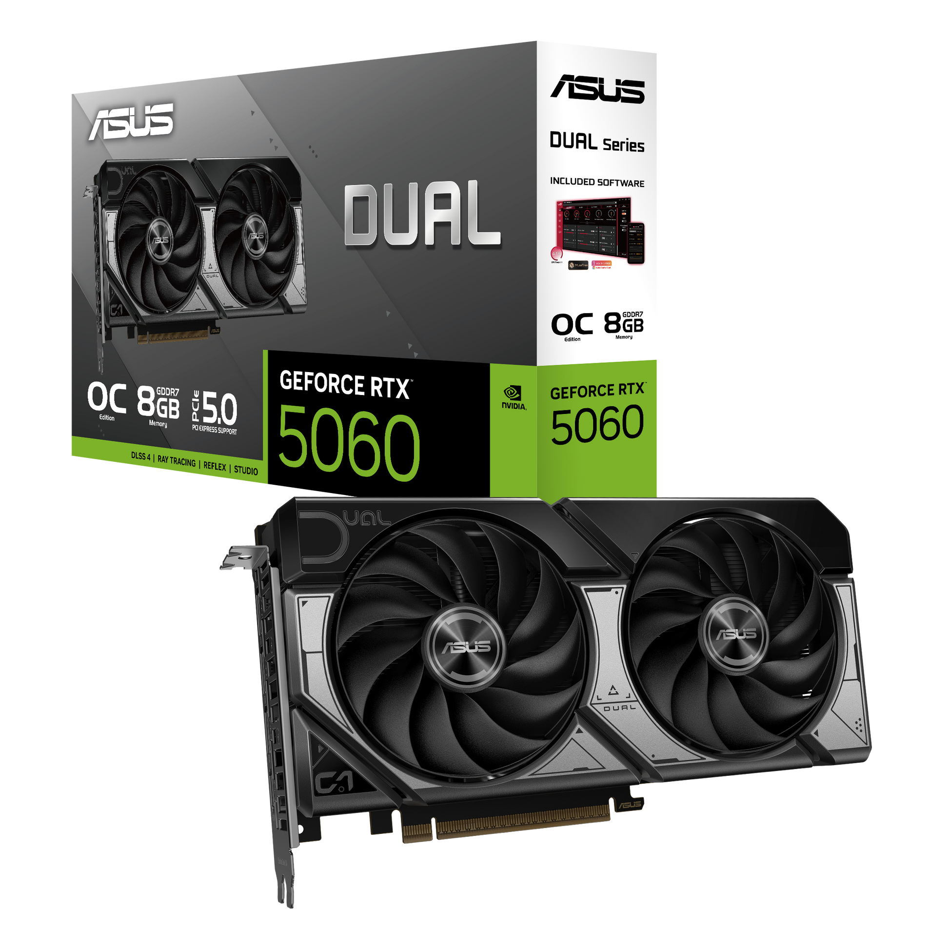 ASUS DUAL-RTX5060-O8G – PCIe Grafikkarte – 8 GB GDDR7, 3×DP, 1×HDMI, PCIe 5.0, 1×8‑pin