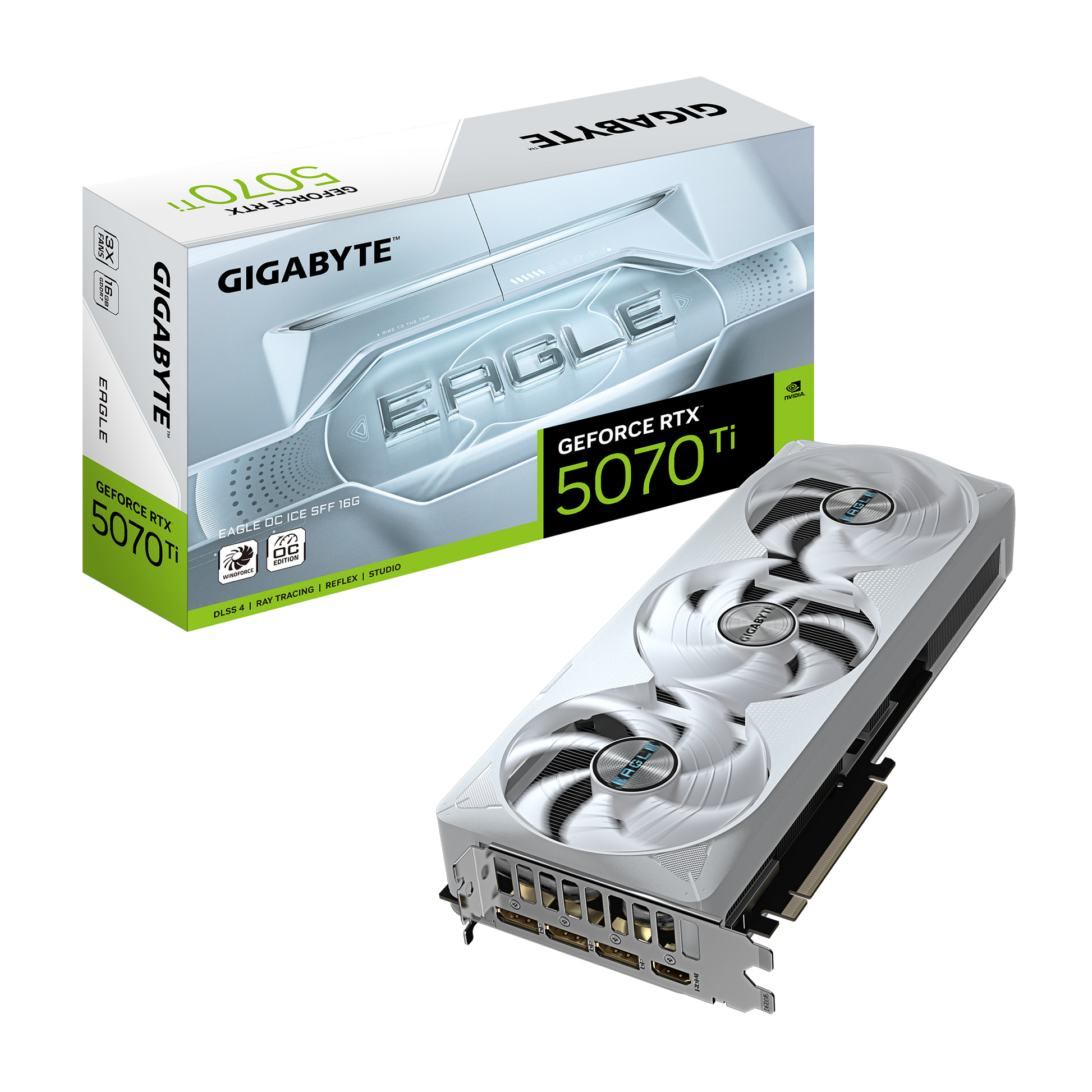 GIGABYTE GV-N507TEAGLEOC ICE-16GD – PCIe Grafikkarte – 3×DP, 1×HDMI, PCIe x16 5.0, 1×16‑pin, TDP 300 W